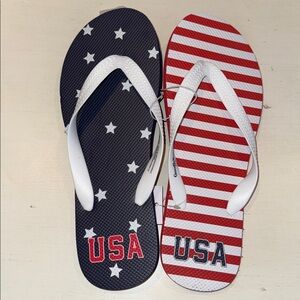 Red White & Blue USA Flip Flops 8 NWT